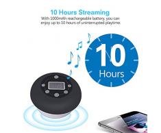 Douche Radio, IPX4 Étanche Haut-Parleur Bluetooth sans Fil avec Ventouse Micro Intégré Mains Libres Appel 12 Heures Play Time LCD pour Salle De Bains Extérieurs pour La Maison,Noir