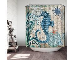 JMAHM Océan Rideau de douche imperméable et Antimoisissure Polyester Rideau de douche en tissu Ensemble de bain Accessoires, Colorful-Seahorse, 180x180