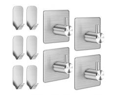 RYMALL 10 Pièces Crochet Adhésif, Crochet Mural Porte Serviettes Crochet Acier Inox, Pour Peignoir, Manteau, Serviette, clés, sacs, maison, cuisine, salle de bain anti-rouille et étanche
