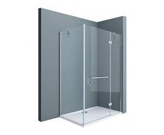 Cabine de douche transparent en angle 80x120cm paroi de douche rectangulaire Sogood Ravenna4K verre de sécurité 8mm Nano