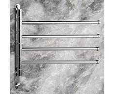 Weare Home Barre porte-serviette Pivotante 4 Barres Support Serviette Laiton Rétro Finition Chrome Fixation Murale longueur: 36CM Etagère de Salle de bain