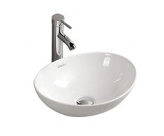 Gimify Vasque à poser Ovale en Céramique Moderne Lavabo Meuble de Salle de Bain Blanche