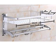 Chrasy Porte Serviettes Étagère Mural de Aluminium Finitions Deux Barres de Serviette Salle de Bain Set Accessoires Salle de Bain Mural Salle de Bain,Support Serviette
