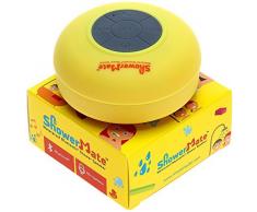 Enceinte haut-parleur sans fil Bluetooth pour la douche ShowerMate | Radio de douche étanche avec kit main libre et micro intégré | Compatible avec tout appareil Bluetooth - Jaune