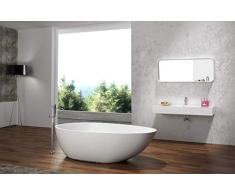 Baignoire îlot en fonte minérale, ovale VELA STONE blanc mat, 180 x 90cm