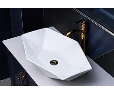 1x Lavabo en céramique évier ovale blanc grand de lavage Vasque à Poser en céramique Salle de Bain Diamant 56,5x36,5x12