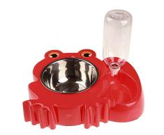 GKJ Distributeur De Nourriture Sèche pour Chats Et Chiens,Bulle Double Vasque Ronde, Distributeur Automatique De Combinaison Libre,No Battery Needed,Suitable for Pets500ml,Six Couleurs,Rouge