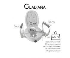 Mobiclinic, Guadiana, Rehausseur WC, Siège de toilette, Rehausseur toilette pour personnes âgées et handicapées, Toilettes Surélevée, Aide pour salle de bains, Avec couvercle et accoudoirs, Blanc