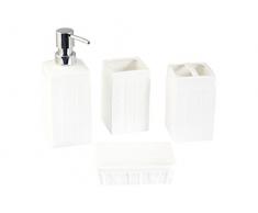 H&H Cortina Set de Salle de Bains, Faience, Blanc