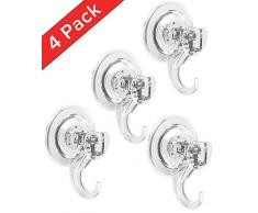 Quntis Lot de 4 Crochet Ventouse Mural 70mm, Crochet de Salle de Bain Plaque Porte Serviette Couronne Peignoir Manteau Torchon, Ustensile Plastique de Cuisine/Bureau Transparent, Support Puissant 5Kg