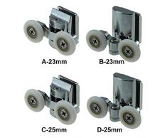 5starservices14 roulettes à Ressort pour Porte de Douche 23 mm/25 mm 4 pièces (2 Dessus + 2 Boutons) pour la Plupart des cabines de Douche, cabines de Douche et cabines à Vapeur (25 mm)