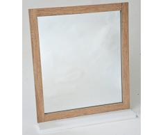 2 en 1 Miroir et Tablette de salle de bain - Aspect chêne vieilli
