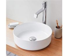 Sanycces Vasque à Poser Ronde en céramique Marsala Blanc Mat 355 cm