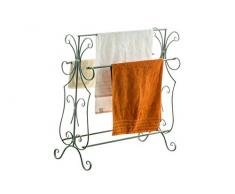 CLP Porte-Serviettes sur Pied Oskar en Fer I Accroche Serviette Salle de Bain 3 Barres I Sèche Serviettes Porte-vetêment Debout I Rangement Salle de Bain Design Vintage - Couleur: Vert Antique