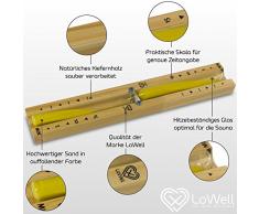 Lowell ❤ – saunauhr – Sablier pour sauna en bois de pin Naturel – Jaune Sable – La Chaleur Verre –-Timer Cabine infrarouge, horloge, minuteur, chronomètre – Sable, DE QUALITÉ gommé non – Jaune – 15 min autonomie