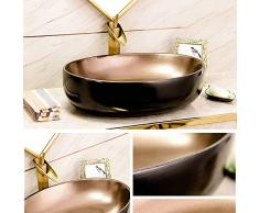 Lavabo-Vasque Ovale, Vasque à Poser Pour Salle De Bain, Vasque En Verre Trempé, Avec Robinet Et Accessoires, Vasque En CéRamique Moderne, HôTel (55x40x14cm),B