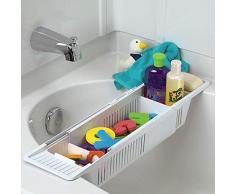 HomDSim☛ Plateau de bain en plastique, support de baignoire télescopique antidérapant réglable multifonction Support de baignoire pour salle de bain Blanc 86 x 14 x 10 cm