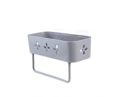 Rameng- Étagère Murale Cuisine Panier de Rangement Mural avec Porte Serviette Barre pour Salle de Bain WC (Gris)