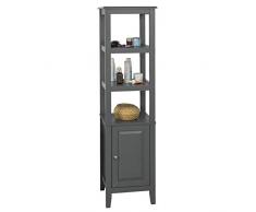 SoBuy® FRG205-DG Meuble Colonne de Salle de Bain Armoire Toilette Haute Meuble Etagère de Salle de Bain – Gris