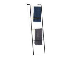 Relaxdays Ãchelle Porte, 4 barres, mÃ©tal, rangement serviettes vÃªtements, HxlxP: 160x40x26 cm, noir, fer, One size
