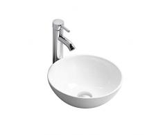 Gimify Vasque à Poser Moderne Lavabo Salle de Bain Céramique Blanche, Ronde