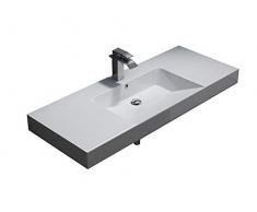 Lavabo mural en marbre coulé BS6036 - blanc -122 x 48 x 13,5 cm