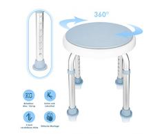 wolketon Tabouret de Douche Siège de Douche Réglable en Hauteur 360° siège pivotant Tabouret de Bain Antidérapant et Plus Stable