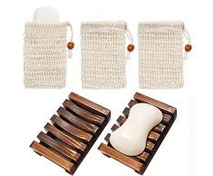 Chefic Bambou Naturel en Bois Porte Savons Boîte à Savon