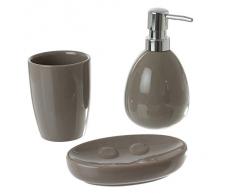 Paris Prix - Set de 3 Accessoires Salle de Bain Taupe