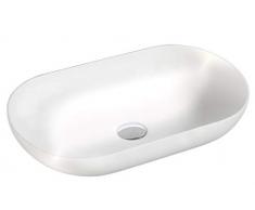 Vasque à poser O-540 en fonte minérale (pierre de synthèse) - en blanc mat - 54 x 34 x 10,5 cm, Couvercle supplémentaire:Sans couvercle suppl.