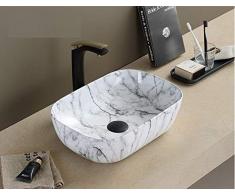 Lavabo de salle de bain Luxueuse designer Vasque à Poser en Céramique Lavabo finition en marbre 46 x 32 x 13 Cm Forme rectangulair