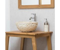 wanda collection Vasque Ronde à Poser en Pierre VESUVE crème 35cm