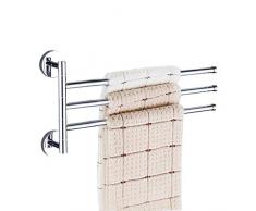 PHOEWON Porte Serviettes Mural 180° Serviette Support Porte-Serviettes Acier Inoxydable Barre à Serviettes avec 3 Barres Rotatives Chrome
