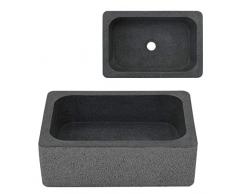 vidaXL Évier 45x30x15 cm Pierre Naturelle Noir Lavabo Salle de Bain Intérieur