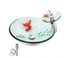 HomeLava Lavabo Vasque en Verre Trempé Blanc Rouge