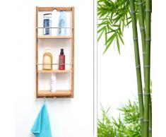 Relaxdays 10017163 Étagère en Bambou Murale Salle de Bain/Cuisine 3 Tablettes