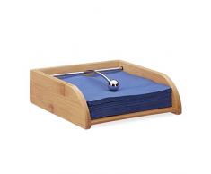 Relaxdays 10024199 Porte-serviettes en bois pour serviettes 33 x 33 cm avec lesté plat et plateau de serviette en bambou naturel