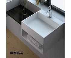 ambra Lave-Mains Suspendu, Vasque carrée en Solid Surface - Karaé