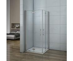 Aica Cabine de Douche 90x90cm accaccès dangle Cabine de Douche carrée Pliante Pivotante Porte,hauteur:185cm