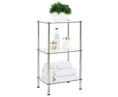 mDesign étagère Salle de Bain Moderne – étagère de Bain en Verre à 3 Niveaux – Valet de Douche élégant pour Serviettes, crèmes et cosmétiques – Transparent et argenté