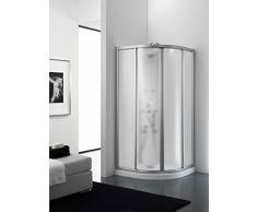 Granisud Cabine de douche en acrylique 3 mm semi-circulaire avec ouverture coulissante – Profils argent satiné 80 x 80 cm