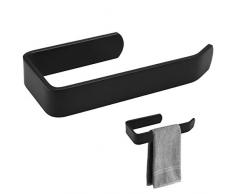 Porte serviette ventouse - Auto adhésif sans perçage - Acier Inoxydable - Murale Porte Serviette pour Salle de Bains et Cuisine - noir mat