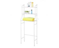 lyrlody Meuble Dessus Toilettes WC Etagère de Salle de Bain 3 Tablettes Meuble de Rangement au-Dessus des Toilettes Etagère de Stockage pour Salle de Bain en Métal 56 x 25 x 151 cm Blanc/Noir(Blanc)