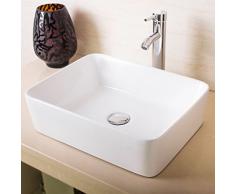 Seasofbeauty Luxueuse Vasque à Poser en Céramique Lavabo Rectangulaire Blanche (48x38x13 cm)