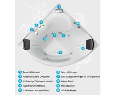 Baignoire Jacuzzi Tuscany avec 10 Jets De Massage + éclairage sous-marin / Lumière + Baignoire D'angle Cascade avec verre Intérieur du Bain à Remous / intérieur favorable