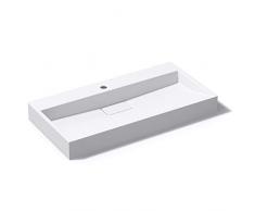 Lavabo suspendu vasque à poser blanc mat 90cm lave main Sogood Colossum19 90x46c11cm