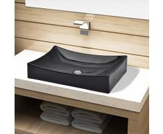 vidaXL Vasque à Poser Lavobo Lave-Mains rectangulaire Noir céramique pour Salle de Bain