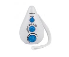 Intempo Radio de Douche en Forme de Goutte EE1459, Double Bande AM/FM, Boutons Bleus – Blanche