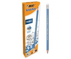 BIC Evolution Triangle Crayons à Papier Triangulaires avec Gomme Intégrée - HB, Boîte de 12