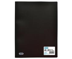 Elba Pochette de 20 Protège-documents souples 40 vues en polypropylène opaque A4 Noir